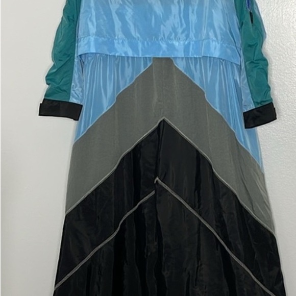 Onitsuka Tiger Blue Color Block Trench Coat Windbreaker Sample HARD TO FIND - Picture 10 of 11